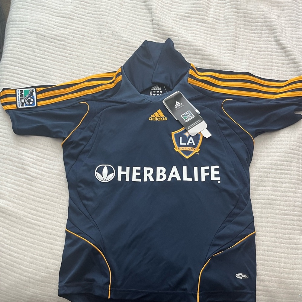 Adidas Navy and Gold Soccer Jersey Beckham Old MLS Jersey